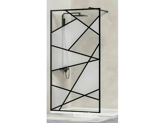 Douchewand glas/alu zwart - 160x190 cm (ref 005) - afbeelding 1 van  1
