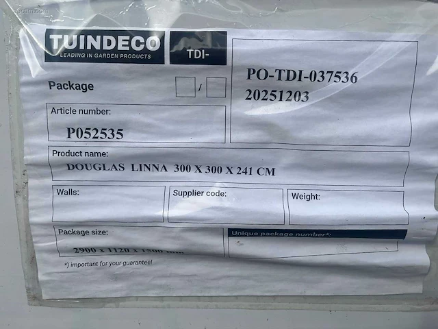 Douglas berging linna 291x291x241 cm tuindeco - afbeelding 6 van  6