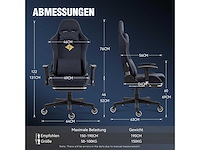 Dowinx gamingstoel, bureaustoel met grote, ultra-gladde wielen - blauw en zwart - afbeelding 1 van  5