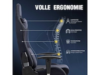 Dowinx gamingstoel, bureaustoel met grote, ultra-gladde wielen - blauw en zwart - afbeelding 3 van  5