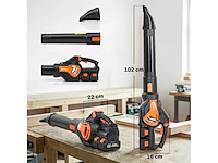 Draadloze bladblazer met borstelloze motor 900w batterij 36v (2x4,0ah) krachtige 15,2 m³/min oranje en zwart - afbeelding 3 van  5