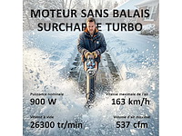Draadloze bladblazer met borstelloze motor 900w batterij 36v (2x4,0ah) krachtige 15,2 m³/min oranje en zwart - afbeelding 4 van  5