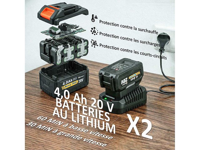 Draadloze bladblazer met borstelloze motor 900w batterij 36v (2x4,0ah) krachtige 15,2 m³/min oranje en zwart - afbeelding 5 van  5