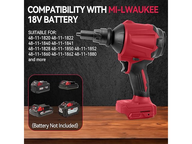 Draadloze stofblazer voor milwaukee, 18v accu - afbeelding 6 van  6