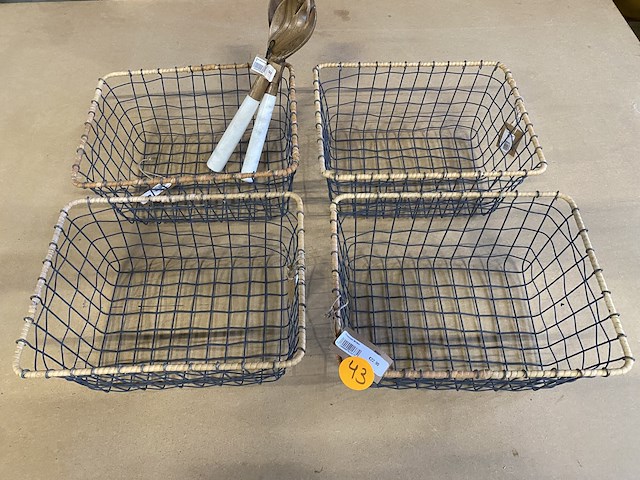 Draadmanden 30x23cm (4st) + marmer houten set - afbeelding 1 van  4