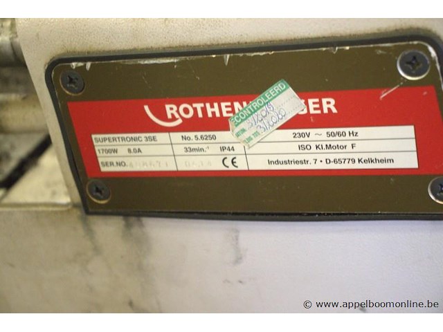 Draadsnijmachine rothenberger 3se, 1700w, sr nr 488671 - afbeelding 3 van  4