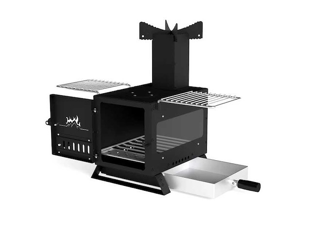 Draagbare houtovenoven met pan en grill voor kamperen - afbeelding 1 van  2