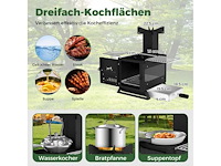 Draagbare houtovenoven met pan en grill voor kamperen - afbeelding 2 van  2