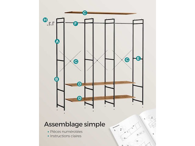 Draagbare kledingkledingkast, opvouwbare metalen kledingkast - afbeelding 7 van  7
