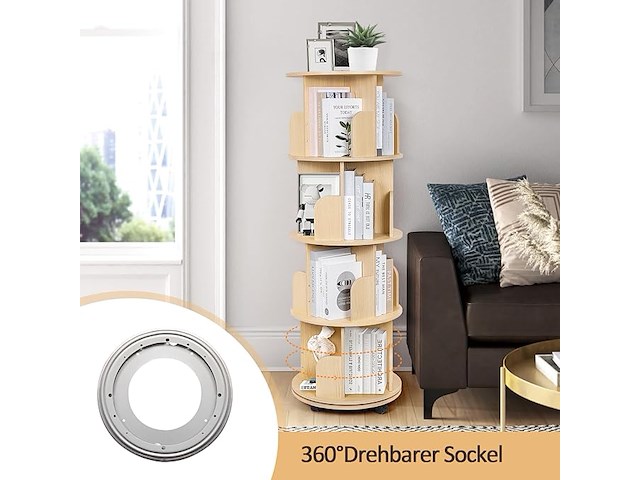 Draaibaar boekenrek 4 etages - afbeelding 3 van  4