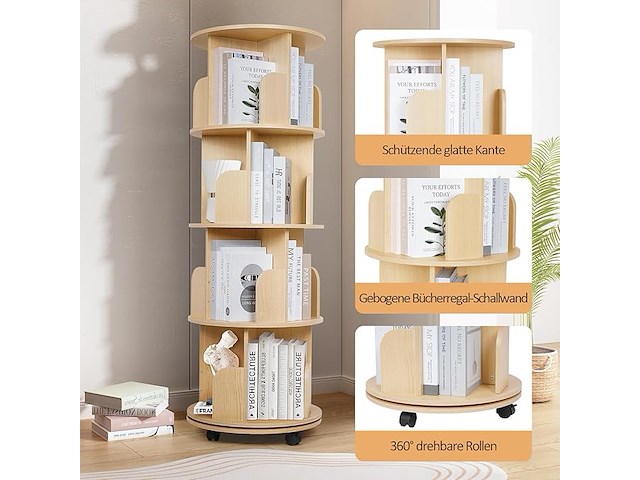 Draaibaar boekenrek 4 etages - afbeelding 4 van  4