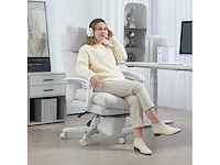 Draaibare fauteuil, linnen look, hoogte verstelbaar, 160° leuning, voetsteun, crèmewit - afbeelding 1 van  5