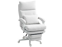 Draaibare fauteuil, linnen look, hoogte verstelbaar, 160° leuning, voetsteun, crèmewit - afbeelding 2 van  5