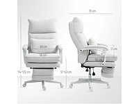 Draaibare fauteuil, linnen look, hoogte verstelbaar, 160° leuning, voetsteun, crèmewit - afbeelding 3 van  5