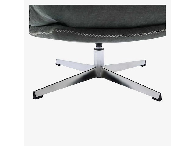 Draaibare fauteuil met voetsteun van stof en verchroomd metaal - sparrengroen - afbeelding 5 van  8