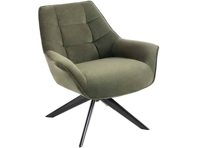 Draaibare fauteuil van kaki stof - afbeelding 4 van  8