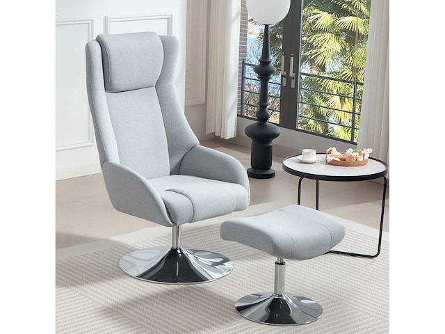 Draaibare gestoffeerde fauteuil met voetsteun - afbeelding 2 van  8