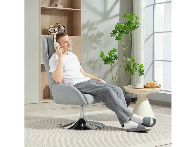 Draaibare gestoffeerde fauteuil met voetsteun - afbeelding 5 van  8