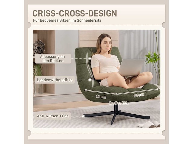 Draaistoel met brede zit, waterafswerende chenille-look - afbeelding 5 van  8