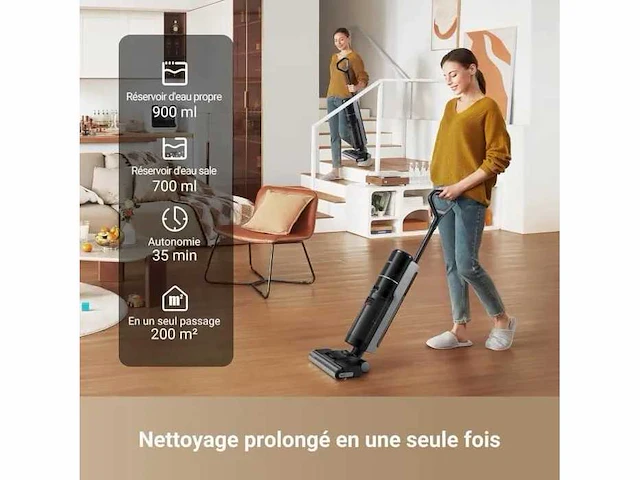 Dreame h12 pro ultra - natte & droge stofzuiger - automatische dubbelrotatie reinigen - 16 kpa zuiging - 2-rand borstel - afbeelding 3 van  5