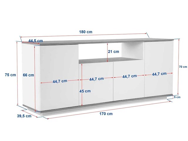 Dressoir - 4 deuren, 2 planken - afbeelding 4 van  10