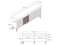 Dressoir - walnoot en wit marmer - afbeelding 9 van  10