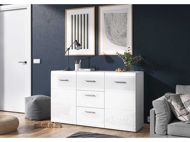 Dressoir allan 144cm met 2 deuren & 3 lades - wit - afbeelding 1 van  7