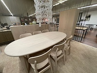 Dressoir, barkast, verbreedtafel, 6 stoelen