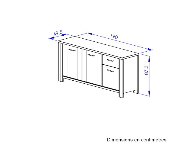 Dressoir basalte | 190 x 50 x 88 cm | viking oak-design - afbeelding 6 van  6