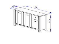 Dressoir basalte | 190 x 50 x 88 cm | viking oak-design - afbeelding 6 van  6