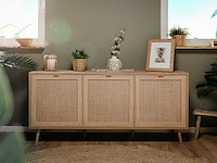 Dressoir bilal 150cm 3 deuren - eik/geprint rafia - afbeelding 1 van  7