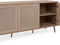 Dressoir bilal 150cm 3 deuren - eik/geprint rafia - afbeelding 6 van  7