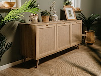 Dressoir bilal 150cm 3 deuren - eik/geprint rafia - afbeelding 2 van  7