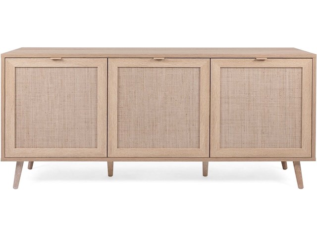 Dressoir bilal 150cm 3 deuren - eik/geprint rafia - afbeelding 3 van  7