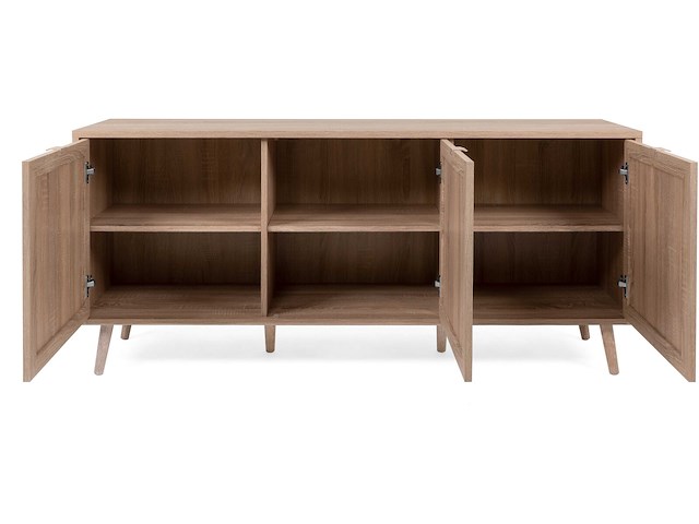 Dressoir bilal 150cm 3 deuren - eik/geprint rafia - afbeelding 4 van  7