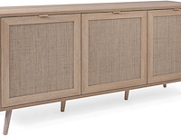Dressoir bilal 150cm 3 deuren - eik/geprint rafia - afbeelding 5 van  7