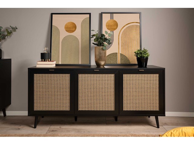 Dressoir daka 150cm 3 deuren - zwart/beige - afbeelding 1 van  7