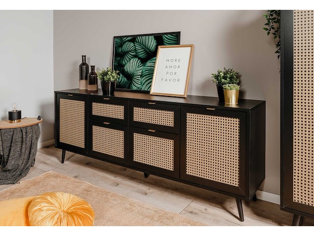 Dressoir daka 180cm 4 deuren & 2 lades - zwart/beige - afbeelding 1 van  7