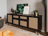 Dressoir daka 180cm 4 deuren & 2 lades - zwart/beige - afbeelding 1 van  7