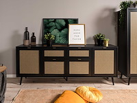 Dressoir daka 180cm 4 deuren & 2 lades - zwart/beige - afbeelding 2 van  7