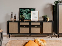 Dressoir daka 180cm 4 deuren & 2 lades - zwart/beige - afbeelding 3 van  7