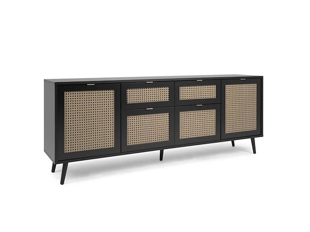 Dressoir daka 180cm 4 deuren & 2 lades - zwart/beige - afbeelding 5 van  7
