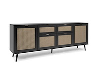 Dressoir daka 180cm 4 deuren & 2 lades - zwart/beige - afbeelding 5 van  7