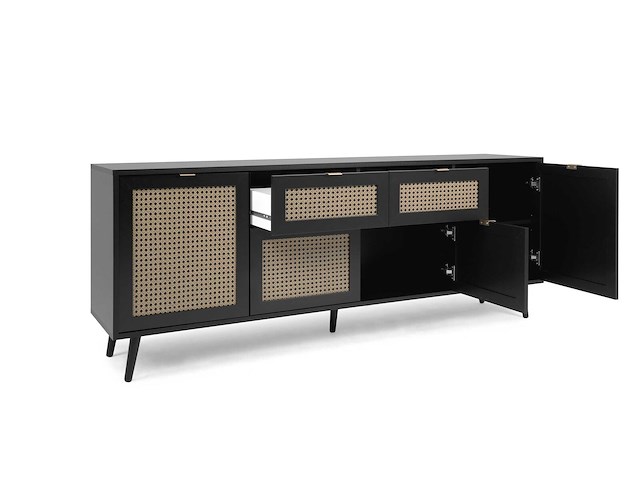 Dressoir daka 180cm 4 deuren & 2 lades - zwart/beige - afbeelding 6 van  7
