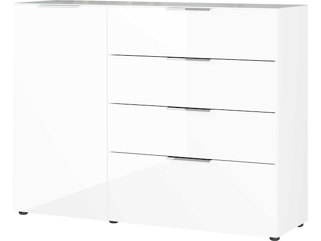 Dressoir dudek 134cm met 4 lades & 1 deur - wit - afbeelding 1 van  5