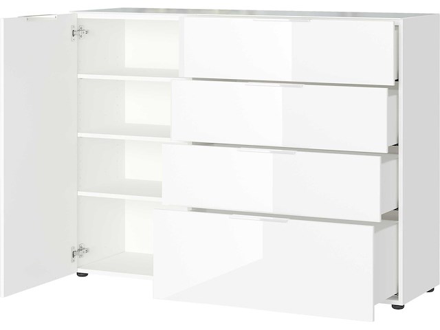 Dressoir dudek 134cm met 4 lades & 1 deur - wit - afbeelding 2 van  5
