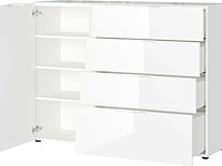 Dressoir dudek 134cm met 4 lades & 1 deur - wit - afbeelding 2 van  5