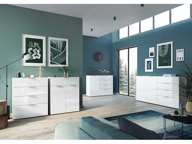 Dressoir dudek 134cm met 4 lades & 1 deur - wit - afbeelding 4 van  5