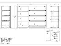 Dressoir dudek 134cm met 4 lades & 1 deur - wit - afbeelding 5 van  5