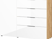 Dressoir dudek 134cm met 4 lades & 1 deur - wit/eik - afbeelding 1 van  5